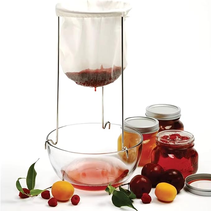 Jelly Strainer Stand with 100 Mesh Fine Strainer bag of Nylon Multipurpose use for making Jellies, Jam, Juices, Nut milk, Broth, Strain handsfree, Fine Mesh Sieve, jelly bag for canning