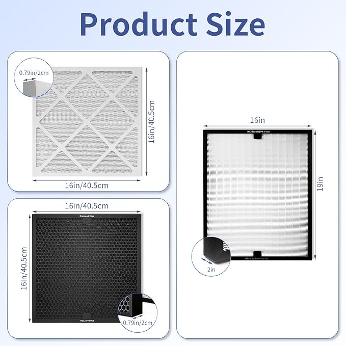 Air Scrubber Replacement Filter Set, HEPA 550/Activated Carbon/MERV-13 Filter Compatible with Commercial Air Scrubber & Purifiers(6 Pack)