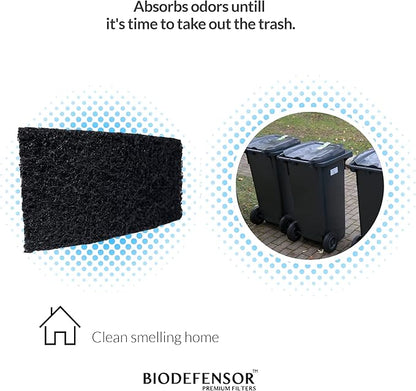 Biodefensor Carbon Odor Filter Compatible with Itouchless Trash Cans - Made in USA - Absorbs Odors, Stink, Diaper Smells & Garbage Deodorizer Eliminator, 4-Pack