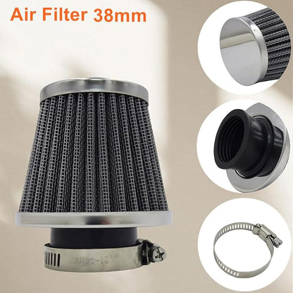 SEMIMO 38mm Air Filter – Compatible with GY6 QMB139 Scooter, Honda XR/CRF 50, Coolster 70/110/3050/3125, SSR 70/110, Coleman CT200U, Baja MB200/MB165, TrailMaster, Mikuni VM22 Carb