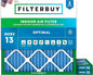 Filterbuy 12x12x1 Air Filter MERV 13 Optimal Smoke & Allergy Defense (3-Pack), Electrostatic Pleated HVAC AC Furnace Filters Replacement, Made in USA (Actual Size: 11.75 x 11.75 x 0.75)