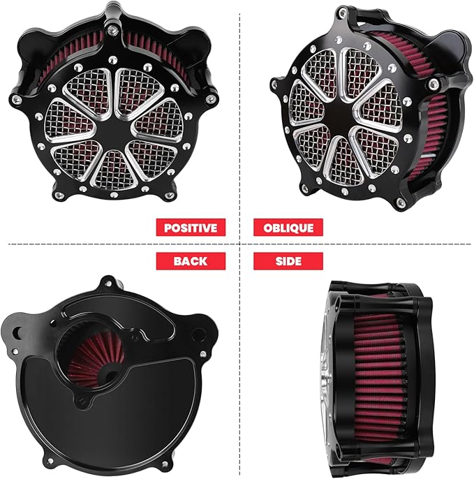 Harley M8 Air Filter, High-Flow Air Filter compatible with Harley Davidson Touring Street Road Glide Road King 2017+, Softail 2018+,Reusable Aluminum Air Intake Filter