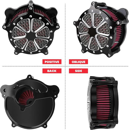 Harley M8 Air Filter, High-Flow Air Filter compatible with Harley Davidson Touring Street Road Glide Road King 2017+, Softail 2018+,Reusable Aluminum Air Intake Filter