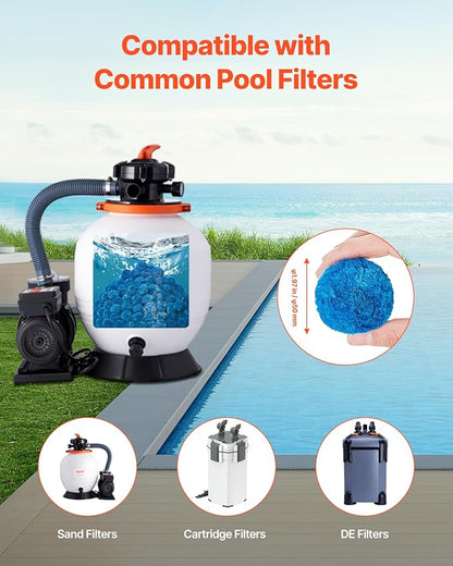 VEVOR Pool Filter Balls for Sand Filter, 4 lbs, Filter Balls Replace Pool Filter Sand, Reusable Blue Polyester Fiber Filter Media with Wash Bag, for Swimming Pool Aquarium Tank Above Ground Pool