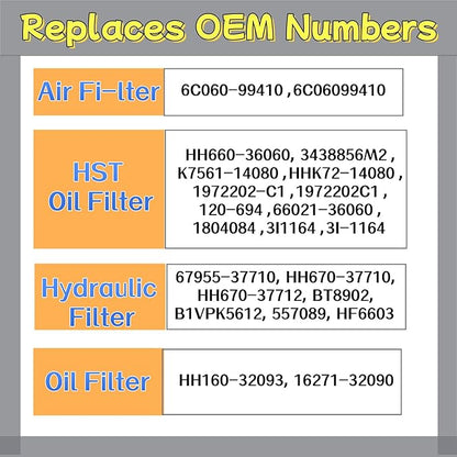 Filter Maintenance Kit 6C060-99410 HH160-32093 HH660-36060 6A320-59930 HH670-37710 Air/Oil/HST/Fuel/Hyd Fit for K-bota B2410 B7500 B7510 B7610 B26