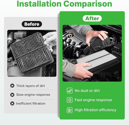 Engine+Cabin Air Filters Set Fit for 2016-2022 Honda Pilot, 2014-2020 Acura MDX, 2017-2025 Ridgeline, 2019-2025 Passport Engine Air Filter Automotive Accessories CF10134 CA12061