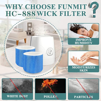 HC888 Humidifier Wicking Filter C Replacement for Honeywell HCM-890 HEV-320, Walgreens HC-888 HC-888N HCM-890 HEV-320 Series & Duracraft D88 DCM-200 DH-890 Cool Mist,4Pack Blue