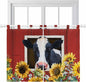 Cow Sunflowers Bedroom Curtains 63 Inch Length, Window Curtains Tab Top, Botanical Floral Leaves Bees Farm Barn Light Filtering Window Treatments Drapes 42"x63" 2 Panel