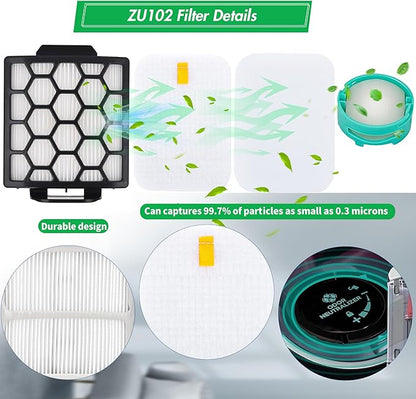 ZU102 Filter for Shark ZU100 Odor Neutralizer Cartridges for Shark ZU100 ZU102 Rotator Pet Upright Vacuum with PowerFins HairPro Odor Neutralizer, Replacement Parts # 1238FT60 & 1239FT60 & 1541FC3000