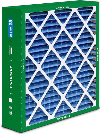 Filterbuy 20x25x6 Air Filter MERV 13 Optimal Smoke & Allergy Defense (4-Pack), Pleated HVAC AC Furnace Filters for AprilAire Space-Gard 201, 2200, 2250, & Lennox (Actual Size: 19.75 x 24.25 x 6.00)