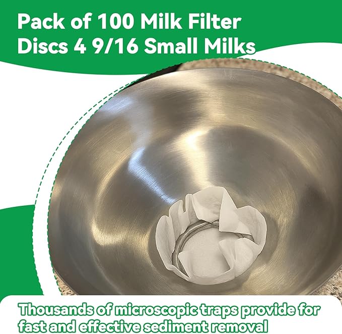 200 Pack Milk Filter Discs Quick Flow Non-gauze Small 4-9/16" Od Replacement Filters Disks for Raw Milk Strainer 200 Discs Per Box