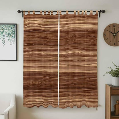 Brown Western Living Room Curtains 84 Inch Length, Window Curtains Tab Top, Vintage Farmhouse Wood Barn Door Light Filtering Window Treatments Drapes 52"x84" 2 Panel