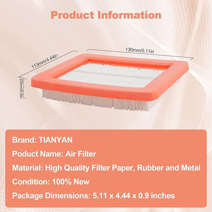 TIANYAN 17211-Z8B-901 Air Filter for Honda GCV160LAO GCV190LA GC190LA HRR216 HRB216 HRB217 HRC216 HRS216 HRT216 HRZ216 HRX217 EB2800I EG2800I Generator Lawn Mower Air (2 pcs)