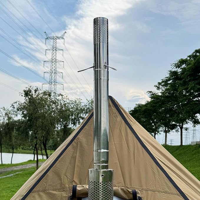 SoloWilder Wood Stove Pipe 2.36" Spark Arrestor Stovepipe Rain Cap Stainless Steel Chimney Tube Filter Screen