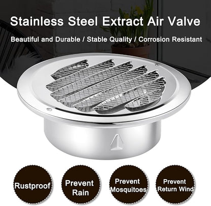 Zonon 24 Pcs Stainless Steel Soffit Vents 4 Inch Round Dryer Vent Cover with Mesh Screen for Home Outdoor Bathroom Wall Ceiling Outside Exterior Exhaust (Silver)