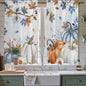 Fall Blue Maple Window Curtains 63 Inch Long 2 Panel Set, Rod Pocket Bedroom Curtains & Drapes, Thanksgiving Pumpkins Daisy Country Leaves Light Filtering Window Treatment for Living Room 42"W x 63"L