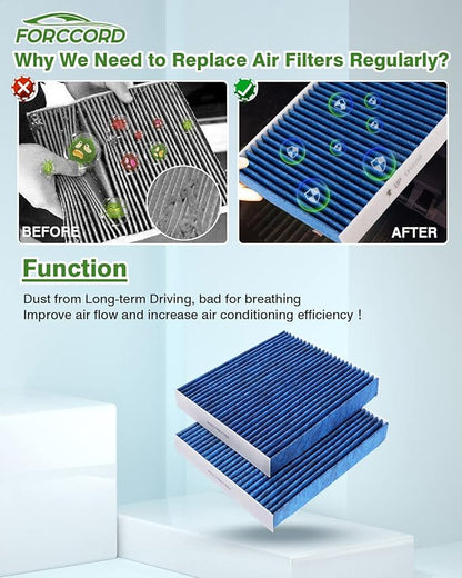 2 PACK HEPA Cabin Air Filter Fits for Hyundai Elantra, Ioniq 5, Santa Fe, Sonata, Tucson & Kia K5 Activated Carbon Cabin Filter Replacement 97133L1000 Car Accessories