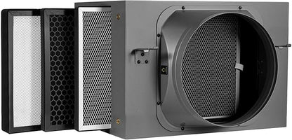 Inline Filter Box 10 ", 3-Layer Air Filtration Box with High Efficacy HEPA and Carbon Filter, Box Fan Filter for 10 Inch Inline Duct Fan for Whole House and HVAC Ventilation Systems