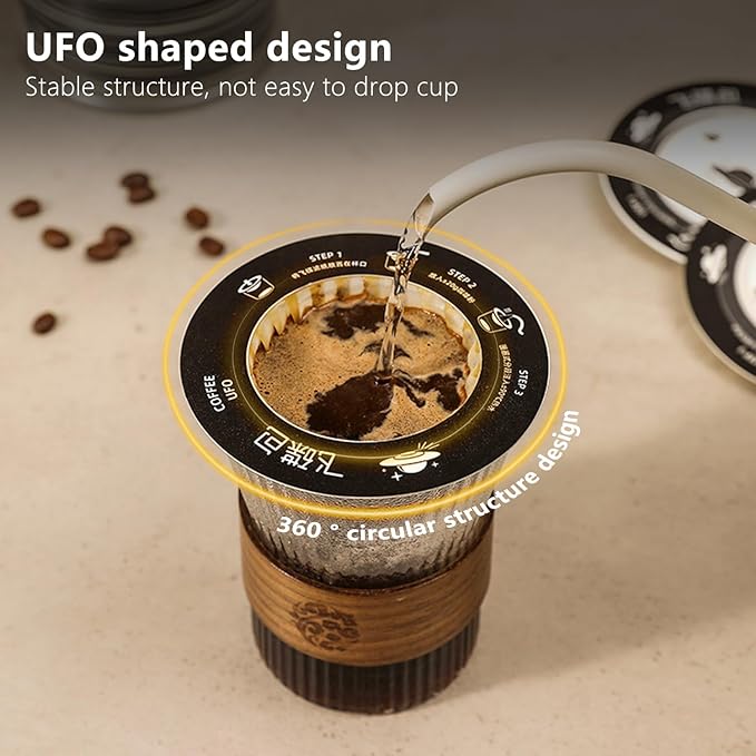 UFO Coffee Filter Paper Bag, Portable Hanging Ear Drip Coffee Bag, Single Serve Disposable Pour Over Filter Bag for Camping, Travel, Office, Home, No Adhesive, 16pcs (Santa Claus)