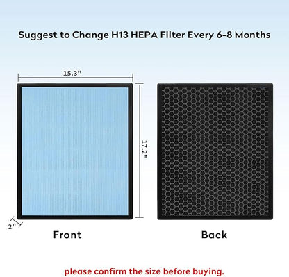 3 Pack HEPA 550 Filter, HEPA& Activated Carbon Filter Replacement Compatible with AlorAir CleanShield HEPA 550 Air Scrubber (17.2＂×15.3＂×2＂)