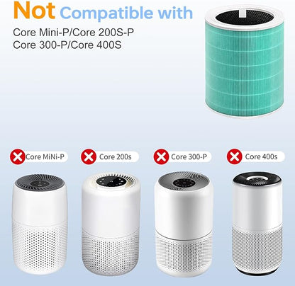 Core 600S Toxin Absorber Replacement Filter Compatible for Levoit Core 600s/Core 600s-P, 3 in 1 Efficient Middle Filter & Activated Carbon Filter,Great for Smoke Odors, Core 600S-RF-TX, 2Pack, Green