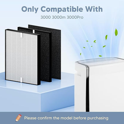 3000 Replacement Filter Compatible with A-Doctor 3000 series（3000 3000m 3000Pro） Includes:1 Air Filter, 2 Activated Carbon Filters and 4 Pre-Filters