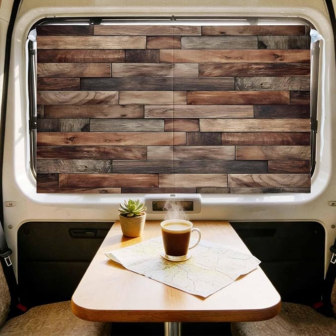 Western Barn Door Magnetic Double Layer Car Window Shades,Side Window Curtains for Blackout/Breathable Mesh View,Vintage Farmhouses Wooden Door Brown Heat Protection Privacy Sun Shades 26x20in 1pcs