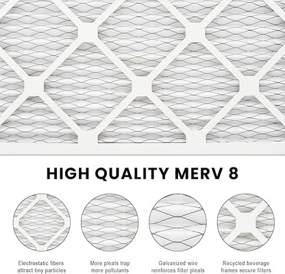 20x25x1 Air Filter MERV 8 (4-Pack), HVAC/Furnace AC Filter Replacement, Dust Defense–Comparable with MPR 600 & FPR 5 (Actual 19.75x24.75x0.75)