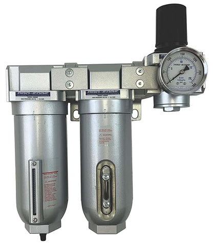 1" NPT Industrial (3-Stage) Oil, Moisture Vapor Removing Coalescing Filter and in Line Desiccant Air Dryer and Air Pressure Regulator for Compressed Air Lines