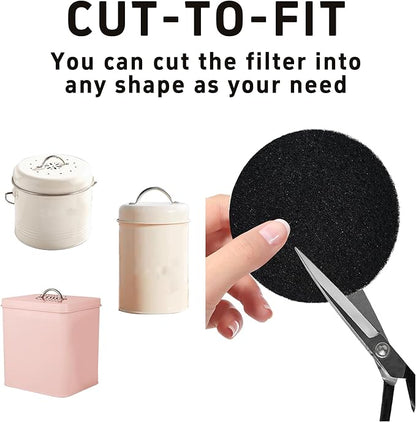 6PCS 6.7” Round Compost Bin Charcoal Filters, 0.4” Thick Activated Carbon Filters for Kitchen Countertop Compost Pail, Home Bucket Filter Replacements