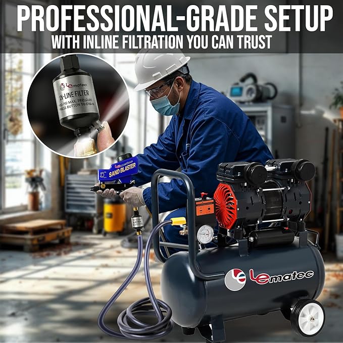 LE LEMATEC Air Compressor Water Separator - 1/4" NPT Inline Filter & Air Line Water Separator for Air Compressor, Moisture Trap Paint Gun Filter for Pneumatic Tools & Plasma Cutters, AI303