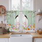 Easter Kitchen Curtains 45 Inch Long 2 Panel Set, Rod Pocket Window Treatment, Spring Watercolor Bunny Eggs Wooden Grain Green Light Filtering Short Curtains & Drapes for Bathroom Laundry 52"W x 45"L