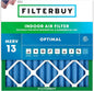 Filterbuy 20x20x2 Air Filter MERV 13 Optimal Smoke & Allergy Defense (1-Pack), Electrostatic Pleated HVAC AC Furnace Filters Replacement, Made in USA (Actual Size: 19.50 x 19.50 x 1.75)