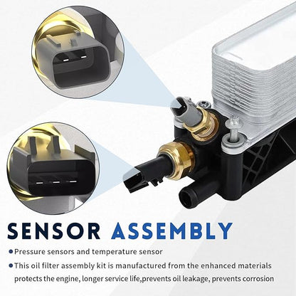 5184294AE Engine Oil Filter Housing Kit with 3.6 Oil Cooler Adapter Assembly for 2011 2012 2013 Chrysler 200 300 town&country Dodge Charger Grand Caravan Challenger Journey Jeep Cherokee Wrangler RAM