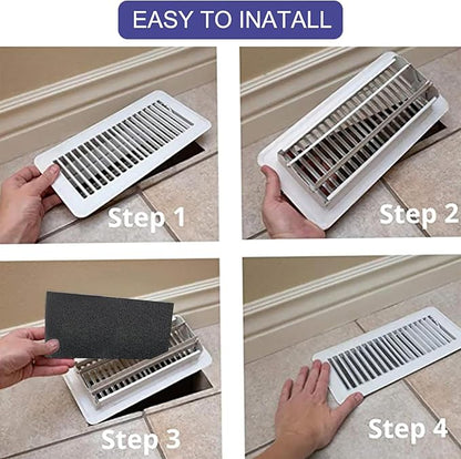 Air Vent Filter 4 x 10 Inch 14-Pack Activated Charcoal, Air Vent Floor Heater Carbon Pre-Filter Sheet 4x10 Inch Work for Home Air Purifier, Register, Ceiling 4" x 10" (Black) Hoctsom