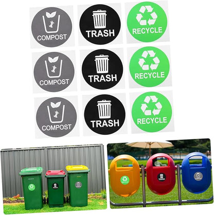 9pcs Garbage Classification Stickers for Trash Recycling Self-Adhesive Sorting Labels for Easy Use Kitchen Office Bathroom