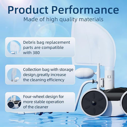 MAKHOON Upgrade Pool Pressure Side Sweeper – Professional Pool Cleaner for Efficient Swimming Pool Cleaning, Stable 4-Wheel Structure Design