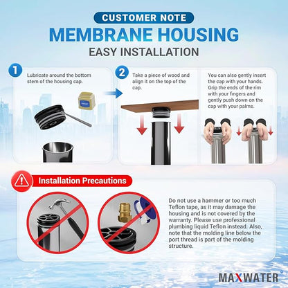 Max Water - Heavy Duty - Reverse Osmosis 4040 Membrane Housing - 4" x 40" good for industrial use - 4040 housing