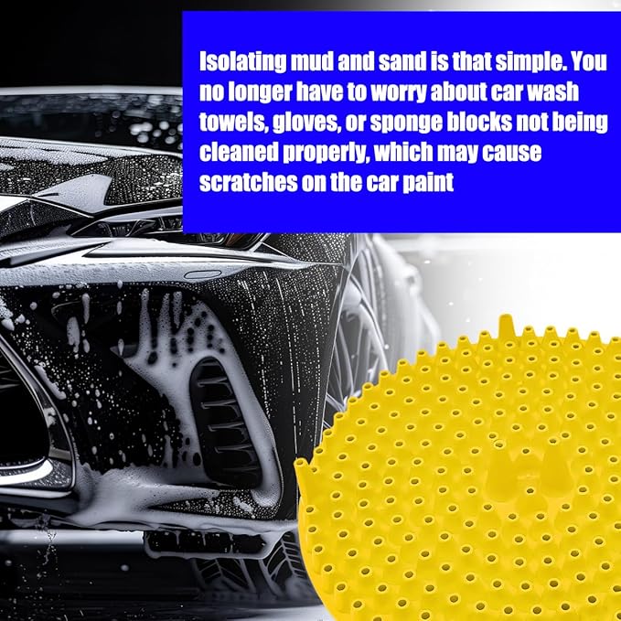 2PCS Car Wash Bucket Grit Trap Insert, 10.2" Vehicle Detailing Washing Filters for Dirt & Debris Trapping, Auto Collecting Sediment Cleaning Tool, Universal for SUV Sedan Truck (Yellow)