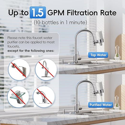 iSpring Faucet Water Filter DF2-CL for Kitchen, Bathroom, or RV Sink, 500 Gallons Long Life, Clear with Aerator