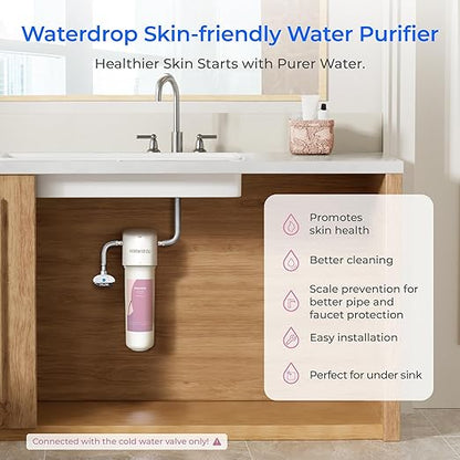 Waterdrop BFU2 Water Filter for Bathroom for Face Care, Reduces Chlorine, Scale in Water, Reduces Skin Redness and Irritation, 4-Stage Filtration, for Cold Water Supply Only