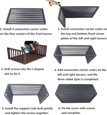 Aluminum Outdoor Condenser Protective Cover, freestanding Enclosure to Cover Garbage Or Ac Units, beautiful and durable appearance, suitable for gardens, balconies, walls, courtyards ( Color : THREE-B
