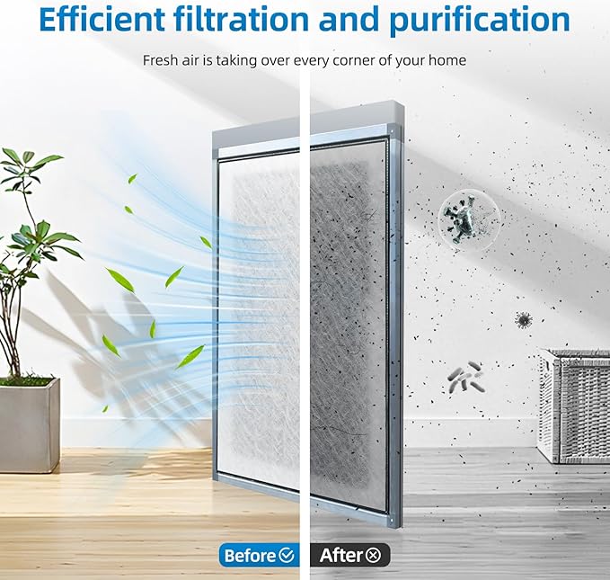 16x25 Replacement Filter Pads Compatible with Dynamic Air Cleaner 16x25,Fiberglass+Activated Carbon White(4 Pack)