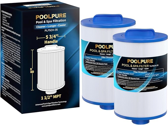 POOLPURE Replacement Filter for PMAX50P4, Unicel 5CH-35,Filbur FC-0300, Baleen AK-90109, Excel Filters XLS-526, Darlly 50353, Pure N Clean PC-0300, SD-00780, SD-00650 Filter Cartridge（1 1/2" MPT） (2)