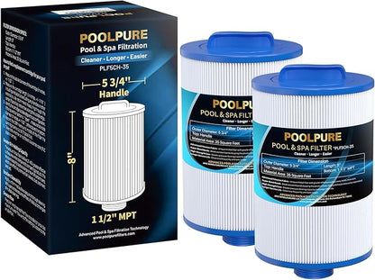 POOLPURE Replacement Filter for PMAX50P4, Unicel 5CH-35,Filbur FC-0300, Baleen AK-90109, Excel Filters XLS-526, Darlly 50353, Pure N Clean PC-0300, SD-00780, SD-00650 Filter Cartridge（1 1/2" MPT） (2)