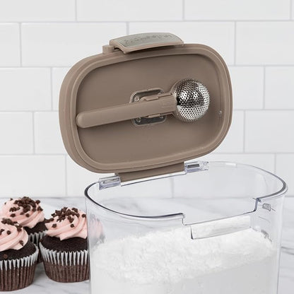 ProKeeper+ Airtight Food Storage Container Set – Clear Plastic Flour and Sugar Canister Set with Magnetic Accessories for Kitchen Organization (Taupe, 9-Piece)