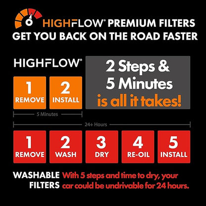HIGHFLOW High Performance, Pre-Oiled Disposable Engine Air Filter PA99222X | Fits 2017-2025 Cadillac XT5, 2018-2024 Buick Enclave, 2019-2025 Chevrolet Blazer, 2020-2025 Cadillac XT6