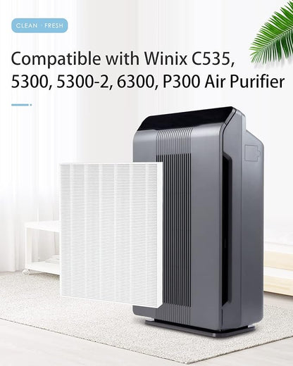 3-Pack C535 Replacement Filter A Compatible with Winix C535, 5300-2, P300, 5300, Repalce 115115, H13 True HEPA Filter