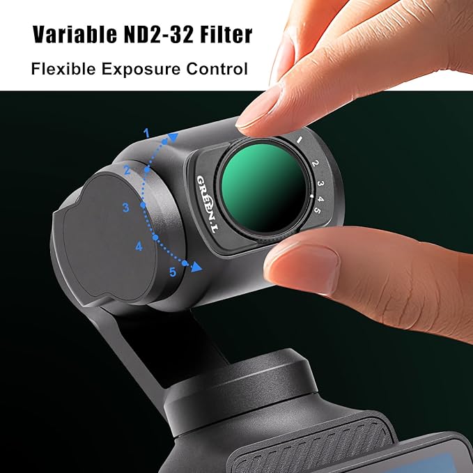 GREEN.L 3 Pack Magnetic Filter Kit for DJI Osmo Pocket 3: Variable ND Filter (ND2-ND32)+CPL+Black Diffusion 1/4, HD Multi-Coated Optical Glass for Cinematic Video