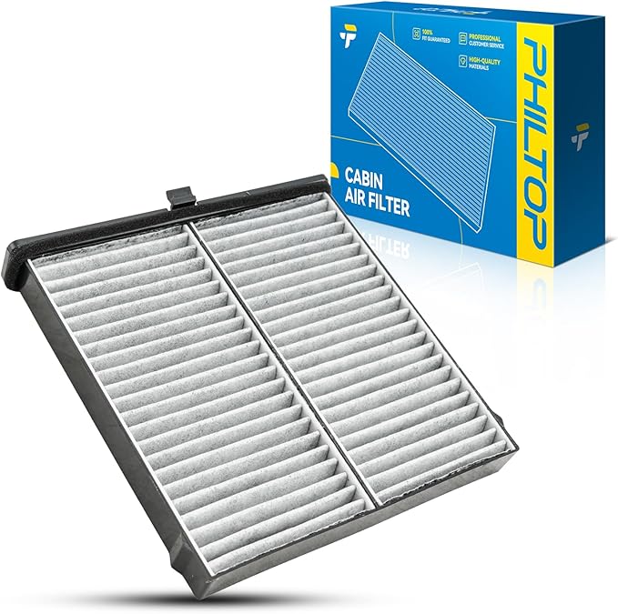 PHILTOP Cabin Air Filter w/Activated Carbon, Compatible with CF12140 Mazda CX-3 2016-2021, Toyota Yaris iA 2017, 2018, Yaris 2019, 2020, Scion iA 2016, Filter Up Dust Pollen Odor